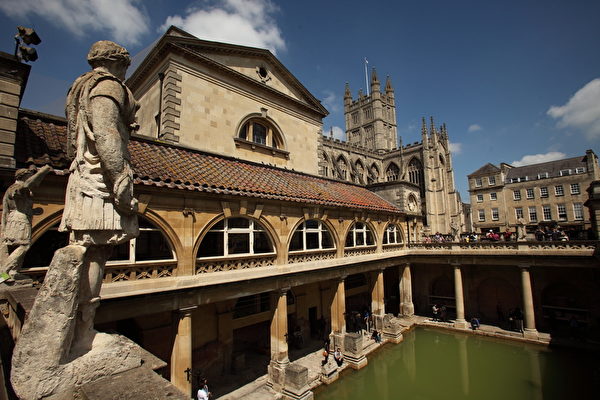 英国世界文化遗产城市-巴斯小镇旅游景点:罗马古浴场遗址Roman Baths,欧洲,欧洲网